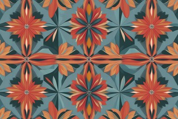Fototapeta premium Stunning Geometric Floral Symmetry Wallpaper Texture for Modern Decoration