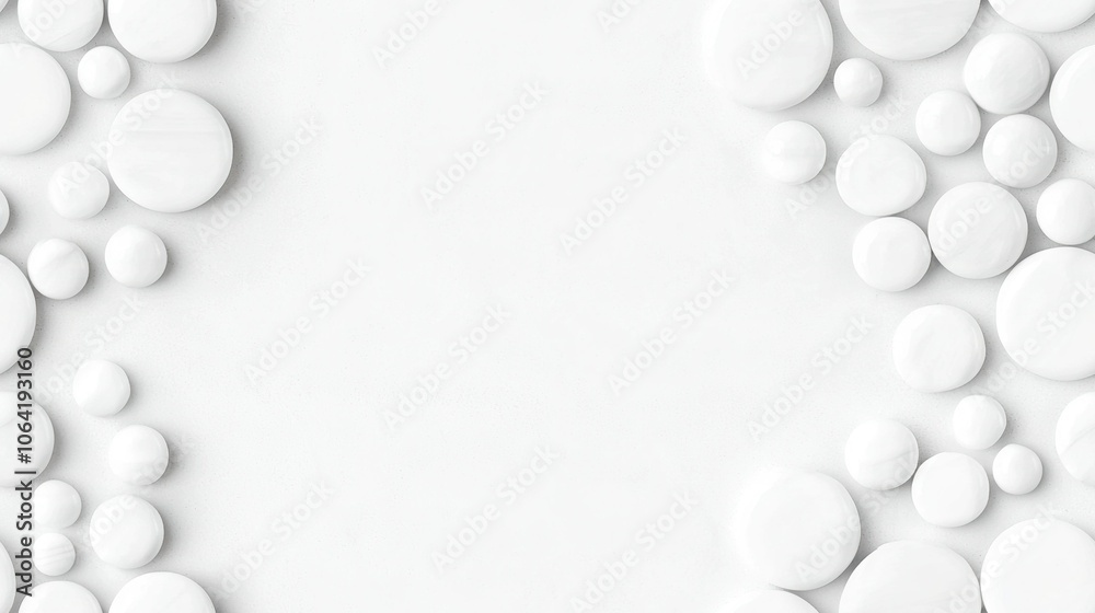 Wall mural a white background with numerous white rocks beneath it and space for text at the bottom of the imag