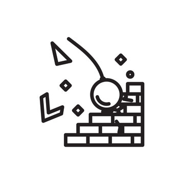 wrecking ball demolishing brick wall clip art preview