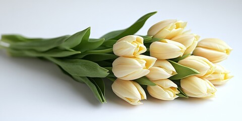 Obraz premium Yellow tulips and white flowers frame blank holiday card