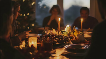 Thanksgiving Gathering Filled with Gratitude . illustration