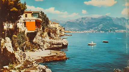 Vintage Italian Postcard from the 1960s . illustration
