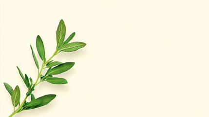 Obraz premium Sprig of green leaves on white background with text/image space