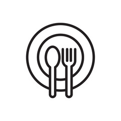 Spoon and fork icon Simple thin outline