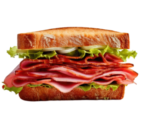 sandwich with deli meats and lettuce isolated on white transparent background png