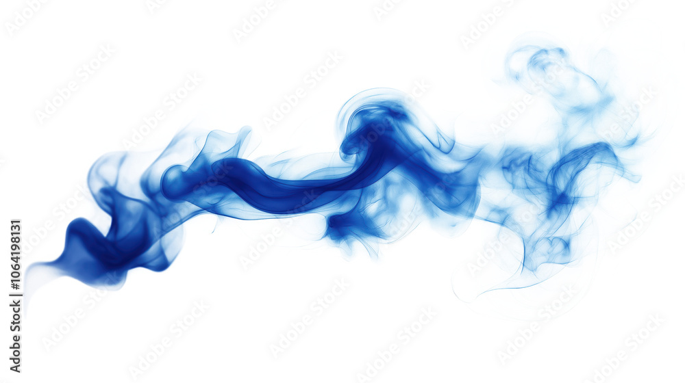 Poster blue smoke trail digital illustration in modern design style. smoke composed of small circular dots 