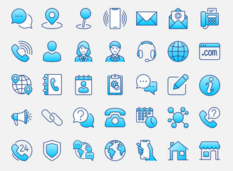 Business Contact  Line Icon Set.