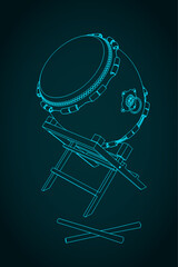 Japanese taiko wooden drum illustration