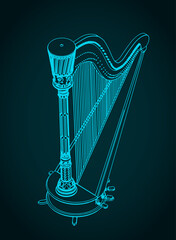 Harp traditional classical instrument illustration