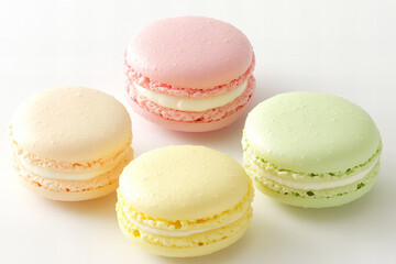 Obraz premium Elegant Macaron Dessert Collection for Culinary Art, Food Photography, and Celebration-Themed Design Projects – Ideal for Bakeries, Cafés, and Gourmet Marketing