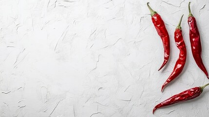 Red Chili Peppers on White Background