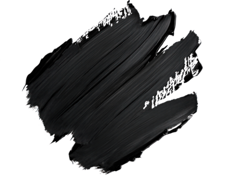 Black and white brush stroke with diagonal pattern. Two distinct lines, one black, one white, on isolated transparent background. Close-up view of bold, graphic art element. Alpha mask cut out png.