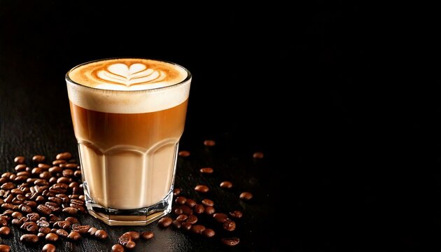 cafe latte sobre fondo negro