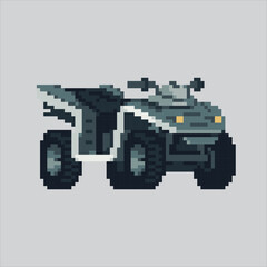 Pixel art illustration ATV Quad Bike. Pixelated Four Wheeler Bike.  Quad Bike ATV Four Wheeler Icon pixelated for the pixel art game and icon for website and video game. old school retro.