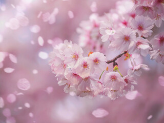 Naklejka premium 桜の花びらが舞う瞬間