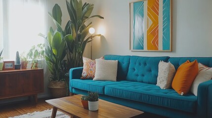 Cozy Modern Living Room with Colorful Decor