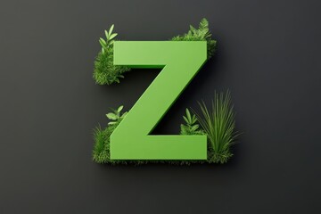 A 3D Green Letter Z Logo Surrounded by Lush Plants - Corporate Branding - Graphic Design, Marketing, and Advertising Industry