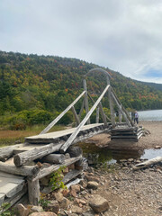 wooden bridge over river