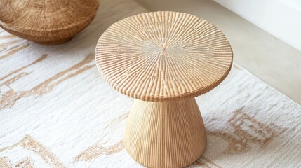Natural Texture Accent Table in Light Wood Finish