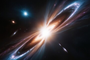 Fototapeta premium Galactic Expansion at Hyper Speed Illuminated by Radiant Luminescence Near the Event Horizon