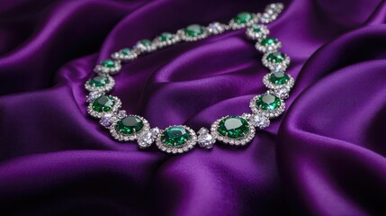 Obraz premium Elegant Emerald Necklace with Silver Accents