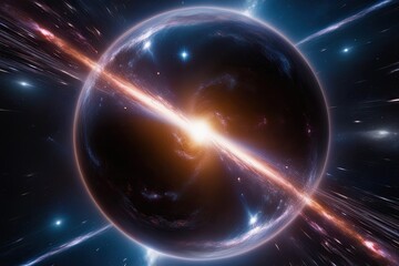 Obraz premium Galactic Expansion at Hyper Speed Illuminating the Event Horizon of the Cosmic Void