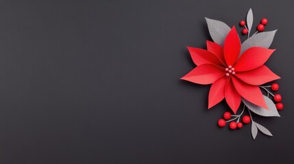 Obraz premium Celebrate the season with a delicate red poinsettia flower, perfect for holiday crafts and winter decor ideas.
