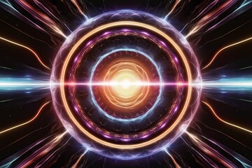 Obraz premium Vibrant Energy Bands in an Astral Twilight Zone Event Horizon Visualization