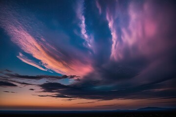 Obraz premium Enchanting Night Sky A Kaleidoscope of Colors and Tranquil Beauty in a Celestial Landscape