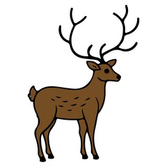 Reindeer Christmas clip art design on plain white transparent isolated background for card, shirt, hoodie, sweatshirt, apparel, card, tag, mug, icon, poster or badge