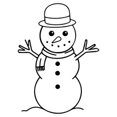 Snowman christmas winter clip art design on plain white transparent isolated background for card, shirt, hoodie, sweatshirt, apparel, card, tag, mug, icon, poster or badge
