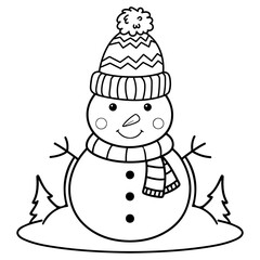 Snowman christmas winter clip art design on plain white transparent isolated background for card, shirt, hoodie, sweatshirt, apparel, card, tag, mug, icon, poster or badge