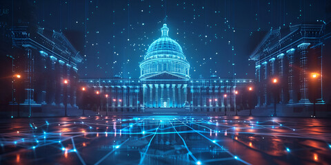Digital Capitol Building with Cybersecurity Overlay - The Future of Governance