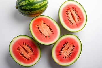 Isolated Fresh Watermelons on Clean White Background