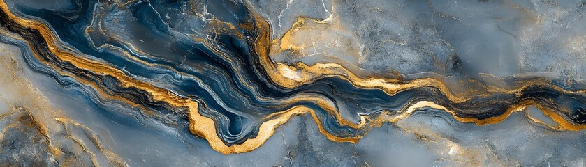 Obraz premium Abstract Blue and Gold Marble Swirls