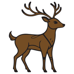 Reindeer Christmas clip art design on plain white transparent isolated background for card, shirt, hoodie, sweatshirt, apparel, card, tag, mug, icon, poster or badge