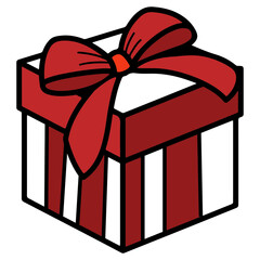 Christmas present gift clip art design on plain white transparent isolated background for card, shirt, hoodie, sweatshirt, apparel, card, tag, mug, icon, poster or badge