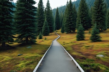 Secluded Fir Forest Pathway Scenic Landscape