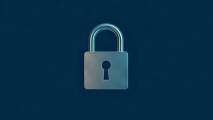 Fototapeta premium Metallic Cyber Lock Icon on Dark Blue Background