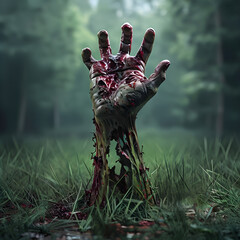 zombie hand coming out of ground