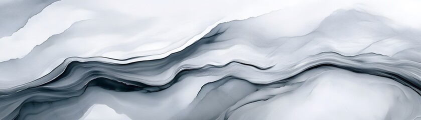 Obraz premium Abstract Ink Painting with Wavy Lines in Gray and Black