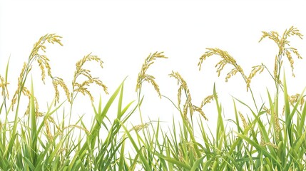 Obraz premium A field of lush green grass billows under a cloudless white sky