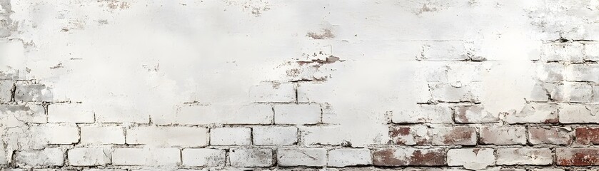 Obraz premium Whitewashed Brick Wall with Peeling Paint and Mortar