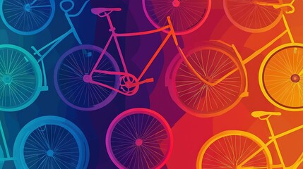 Fototapeta premium A multicolored image of a bicycle on a colorful background featuring the colors of the rainbow