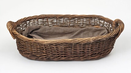 Woven Basket with Fabric Lining for Storage or Decor