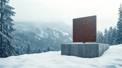 Showcase a stunning isolated professional canvas mockup against a snowy landscape for enhanced creative projects