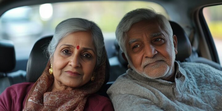 Elderly Couple in a Car - Powered by Adobe