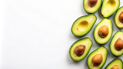 Fresh raw avocado slices on a white background, avocado, slices, fresh, raw, healthy, organic, green, fruit, food