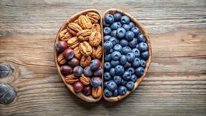 Obraz premium Artistic representation of brain health concept with nuts and blueberries , brain health, nuts