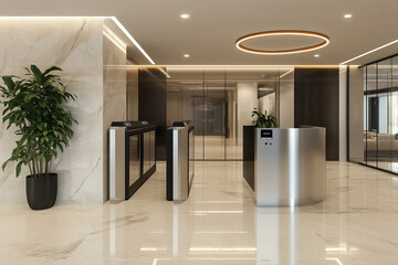 Anti theft turnstile gate and access control scanner in an office